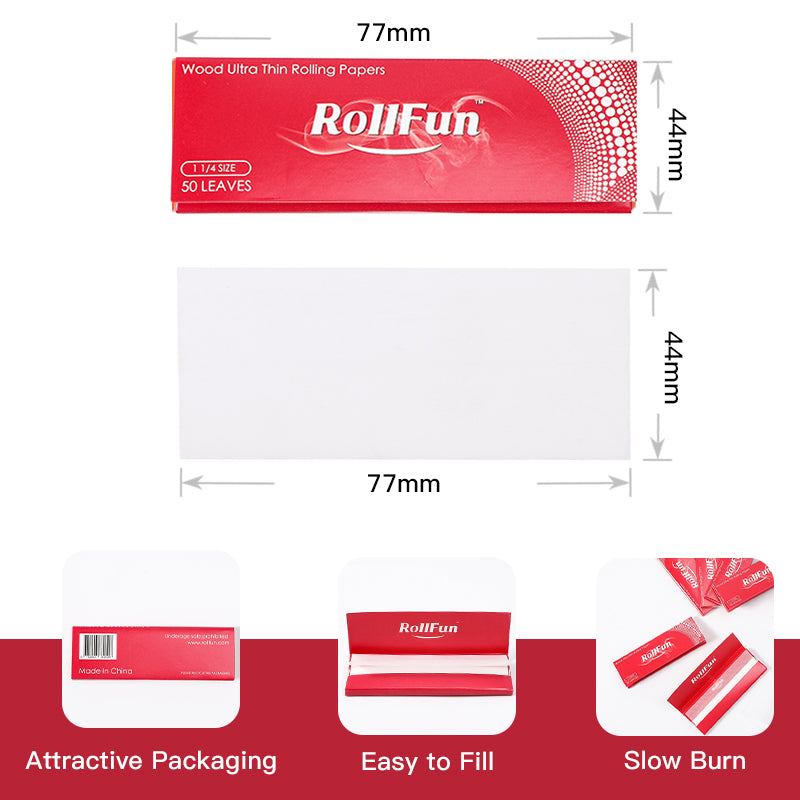RollFun Ultra Thin Rolling Paper 1.25 1 1/4 Size 40 Leaves ( 24 Booklets )