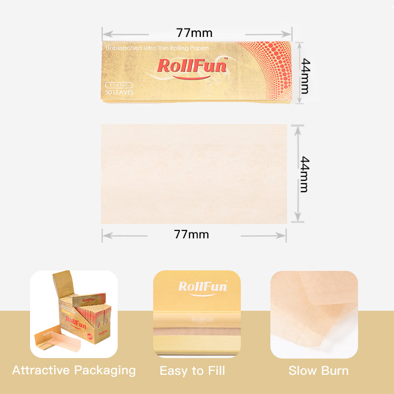 RollFun Natural Unbleached Rolling Paper 1.25 1 1/4 Size