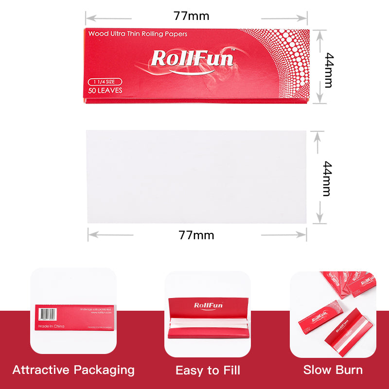 RollFun Papel de liar ultrafino 1,25 1 1/4 tamaño 40 hojas (24 folletos) 